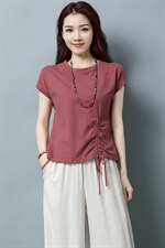 旗舰店短袖T恤女2024夏季新款韩版妈妈棉麻体恤上衣女图片