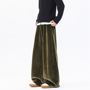 8XL-M 加绒美拉德宽松金丝绒阔腿裤垂感拖地裤K993P55加绒65控78图片