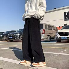 潮日系宽松男女加绒阔腿裤直筒休闲工装裤1335-P38，男装工装外套，星座910-5