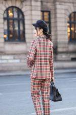 2021时尚格子春装新款套装，女装职业装，春语雨桐