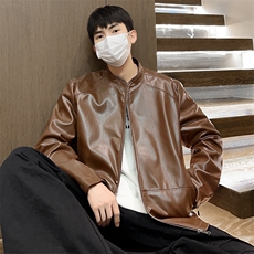 男士立领皮夹克男秋季宽松机床皮衣潮外套A266-PY005-P85控138，男装夹克，电商A266