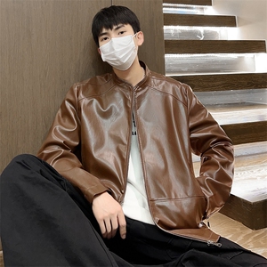 男士立领皮夹克男秋季宽松机床皮衣潮外套A266-PY005-P85控138图片