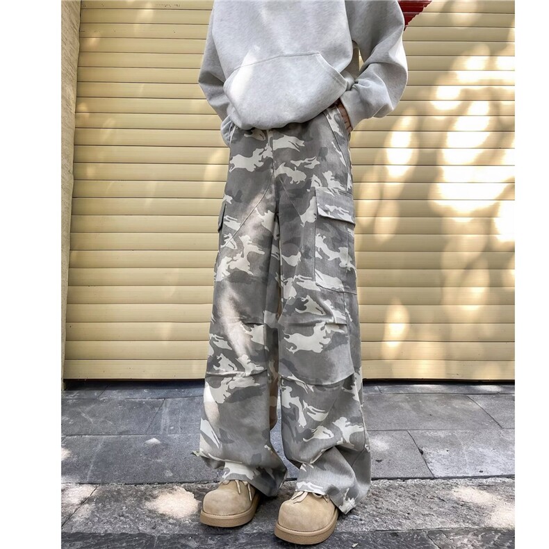 男童宽松迷彩裤春秋款2024新款工装裤男孩长裤女童裤子潮3302/P45图片