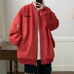 23秋款美式复古麂皮绒飞行棒球服男女夹克外套JF3301-P80控108图片