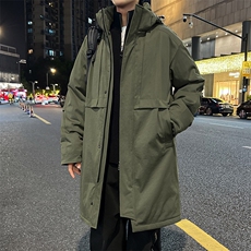 大码中长款连帽风衣保暖大棉袄外套7516-P135控228，男装风衣，星座209