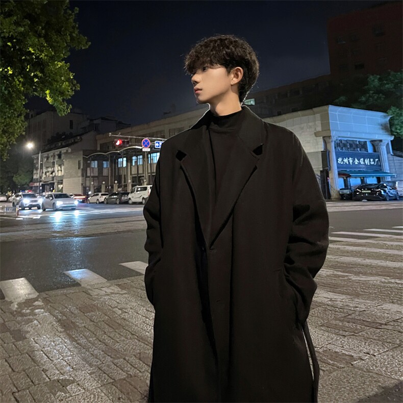 新款毛呢大衣男秋高级感宽松风衣中长款外套MN9568/P100加棉P110，男装风衣，电商B316