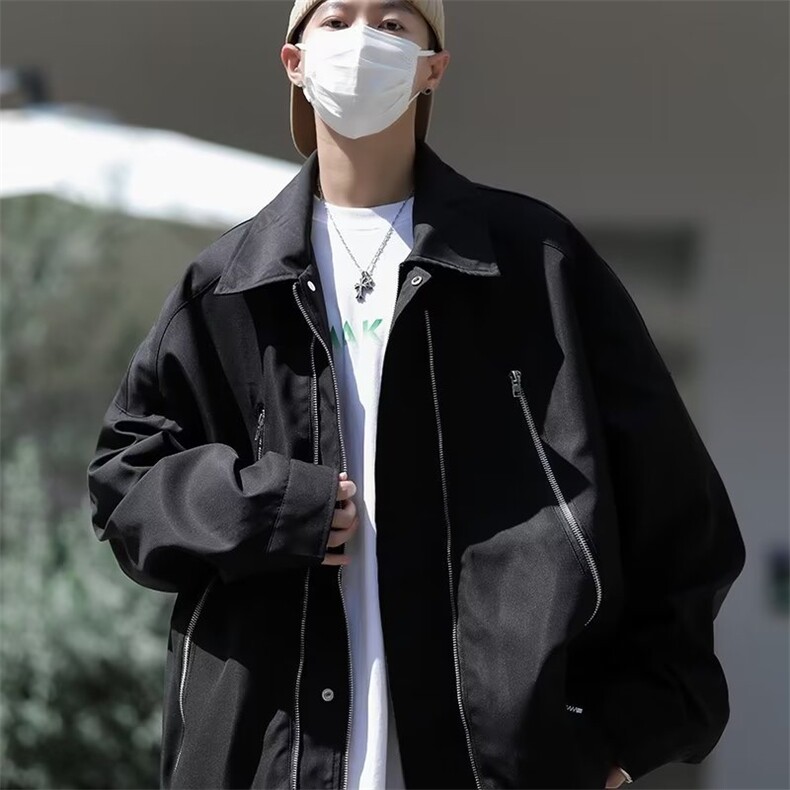 美式高街拉链外套男女潮牌设计高级感宽松春秋飞行员夹克-WT206,男装夹克,星座601-2