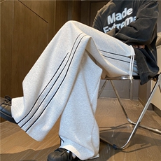 抖音品质春季新款潮流条纹宽松休闲卫裤B315-K25649-特p40控78，男装休闲裤，电商B315