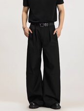 美式复古褶皱弯刀西裤宽松休闲微喇长裤潮男装513CK3519P45，男装西裤，星座513