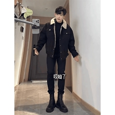 现货加绒牛仔棉服男冬季棉衣外套羊羔绒翻领夹克毛领MY1089-P110，男装夹克，星座1103-3
