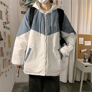 1港风连帽宽松休闲拉链时尚棉衣男女大码棉服男外套男7786P60控98图片