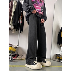 01宽松直筒糯米裤坠感灰色阔腿裤针织运动长裤XZ211-1-K2355-P60，女装休闲裤，星座211-1