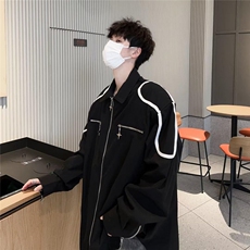 新款百搭标准潮流长袖春秋季衬衫男简约休闲外套原宿方领JK8099，男装夹克，星座1116A-1（原606A）