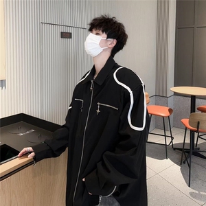 新款百搭标准潮流长袖春秋季衬衫男简约休闲外套原宿方领 JK8099图片