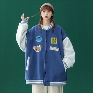 2022春装新款韩版字母印花宽松夹克情侣棒球服外套 G84 P65控78图片
