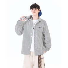 休闲时尚宽松条子情侣加厚衬衣外套XZ402-2P40控58-CS79大货足，男装衬衫，星座402-2
