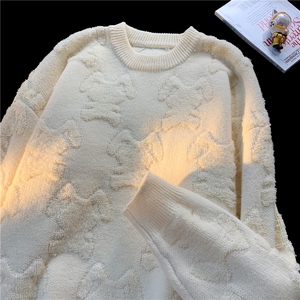 秋冬情侣款新款针织衫圆领毛衣男装港风宽松外套X5582-P90限118图片