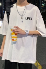 夏季港风新款男士休闲潮流印花宽松圆领短袖T恤男1210-2-6617-P15，男装T恤，星座1816-2（原1210–2）