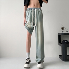 牛仔裤X2454-TP45控价68复古黄泥染休闲裤夏季宽松直筒长裤，男装休闲裤，电商A102-1