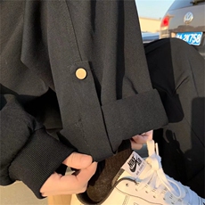 卷边直筒工装裤男ins潮高街裤子宽松阔腿裤潮牌休闲长裤1712-p38，男装工装外套，星座1008-2