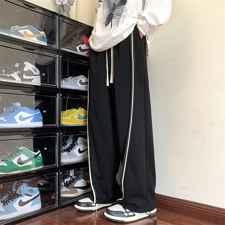 港风条纹休闲裤男宽松直筒拖地裤束脚裤卫裤 KP613 P50图片
