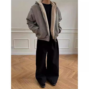 现货高品质美式冬季重磅座山雕大毛毛领pu皮棉衣男女加厚外套图片