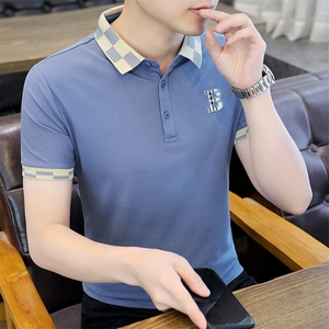 72908-P40翻领POLO男短袖T恤夏季潮牌休闲修身半袖衬衫领英伦图片