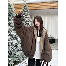 两面穿现货重磅短款座山雕棉衣男女双面穿毛毛绒棉服加厚外套，男装棉衣，电商A486