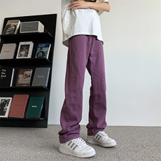 牛仔裤男女韩版潮流高街帅气百搭紫色2024秋冬ins长裤RK2184-P43，男装牛仔裤，星座412-3