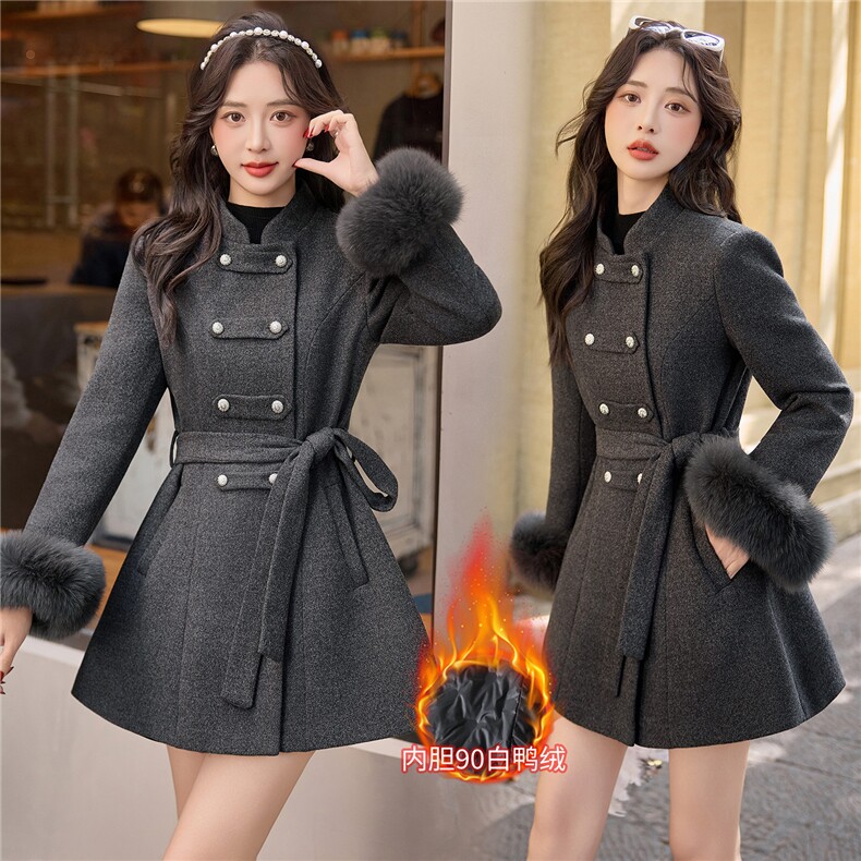 2025年冬季90羽绒狐狸毛公主风韩式军阀女主风格小香风套装女高级，女装羽绒服，韩宇舍
