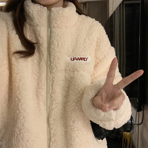 羊羔毛外套女新款情侣宽松百搭加绒加厚开衫棉服C552-P120图片