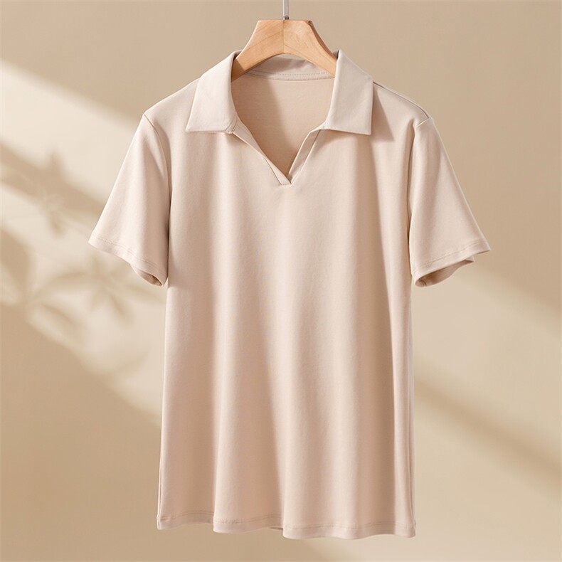 2025年秋季纯色日常常规不连帽短袖时尚百搭简约大方，女装T恤，蒙亿羊绒