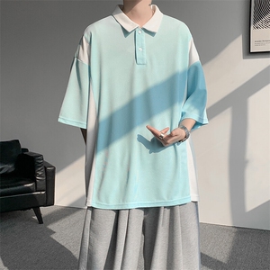 8XL-M拼接撞色短袖t恤男款夏季新款半袖POLO衫加肥加大码DT004P38图片