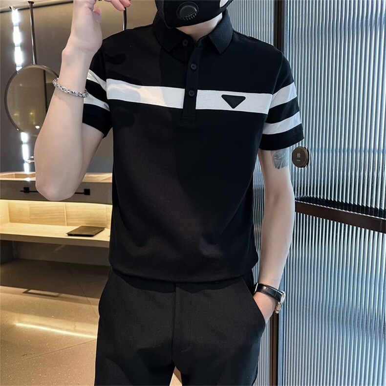 补货2026夏季大码短袖三角形图案T恤翻领Polo衫T0231-P50,男装T恤,电商D342