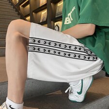 百搭针织拼接潮流运动风冰丝五分短裤DK523-特批21，男装休闲裤，星座718-1