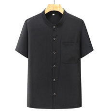 夏季男装高品质醋酸面料中老年风短袖衬衫中年衬衫半袖，男装中老年男装，钱塘723