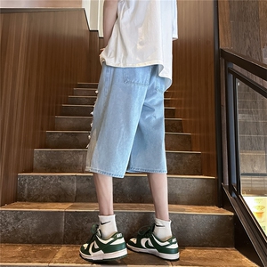 D2040-p45-控68  现货风宽松cleanfit牛仔裤七分裤黑暗图片