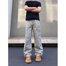 美式微喇叭牛仔裤男女复古cleanfit水洗棉工装裤子K90066-P60网图，男装牛仔裤，电商B245