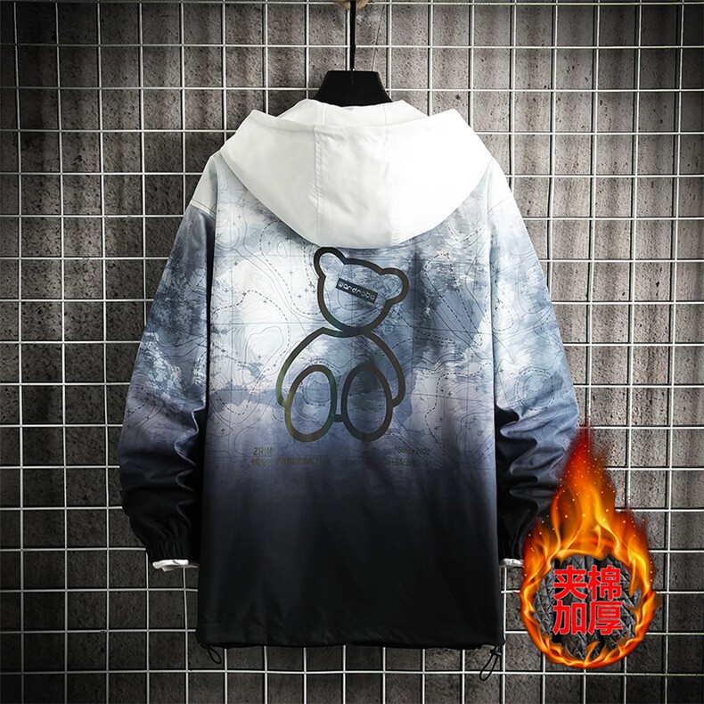 8XL-M码连帽渐变棉衣外套男2023秋冬新款加肥加大码棉服280斤可穿图片