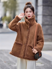 2025冬季新款~~双面穿皮毛一体，女装棉衣/棉服，意芙