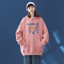 中性秋季潮流雪山印花宽松情侣连帽卫衣W220P35控48，男装卫衣，A247A