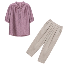 高端天丝短袖衬衫女夏季薄2025新款中年妈妈休闲气质百搭减龄上衣，女装套装/套裙，悦见她