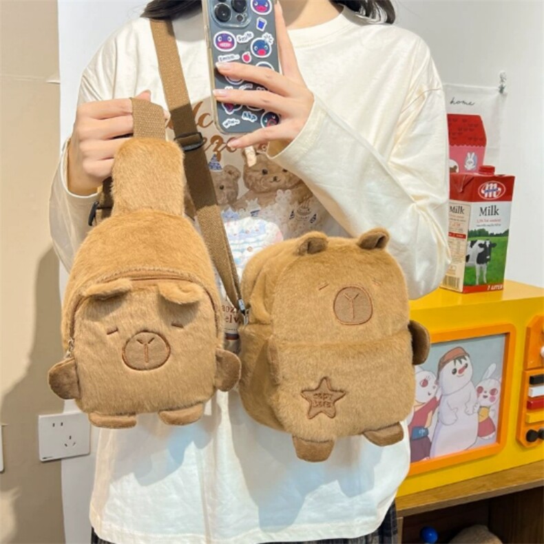 玩具包卡通包玩偶包毛绒包水豚包单肩背，大金毛玩具