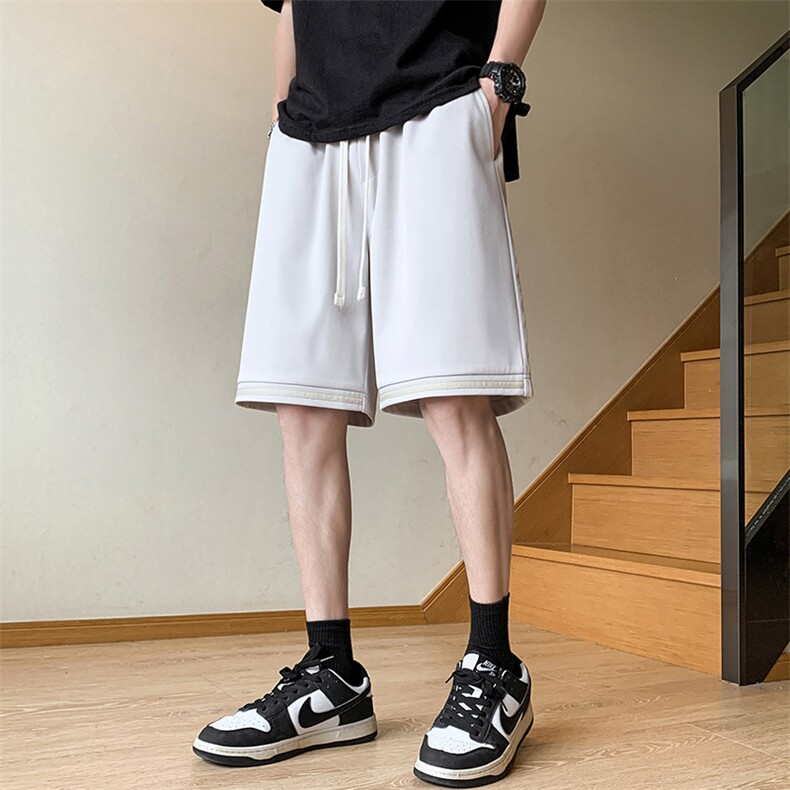 夏季新款冰丝垂感短裤港风休闲裤男免烫宽松凉感K23203-P39控58,男装牛仔裤,星座717