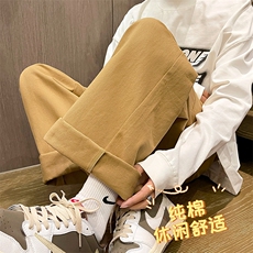 新款纯棉休闲裤宽松阔腿拖地裤松紧腰系绳裤子K670特批35，男装休闲裤，星座718-1