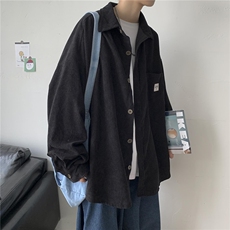 港风秋冬灯芯绒夹克外套长袖韩版工装衬衫宽松衬衣男女H202/P45，男装夹克，钱塘713