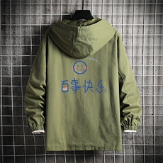 JK41183-P85加棉款-P115纯棉连帽夹克男士大码工装夹克男网格，男装夹克，电商A040A