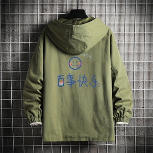 JK41183-P85 加棉款-P115 纯棉连帽夹克男士大码工装夹克男 网格图片