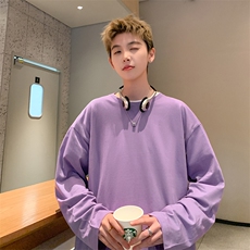 抖音供货2025春装新款纯色长袖T恤打底衫A158-CX888-P16特价，男装T恤，电商A158