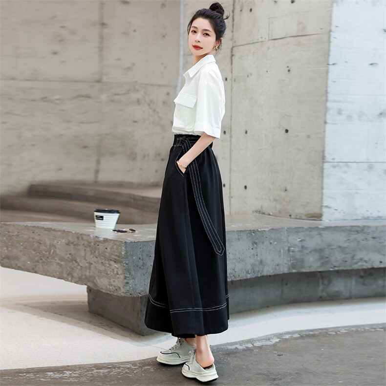 《48H发》简约优雅工装阔腿裤两件套套裙,女装套装/套裙,辰辰家